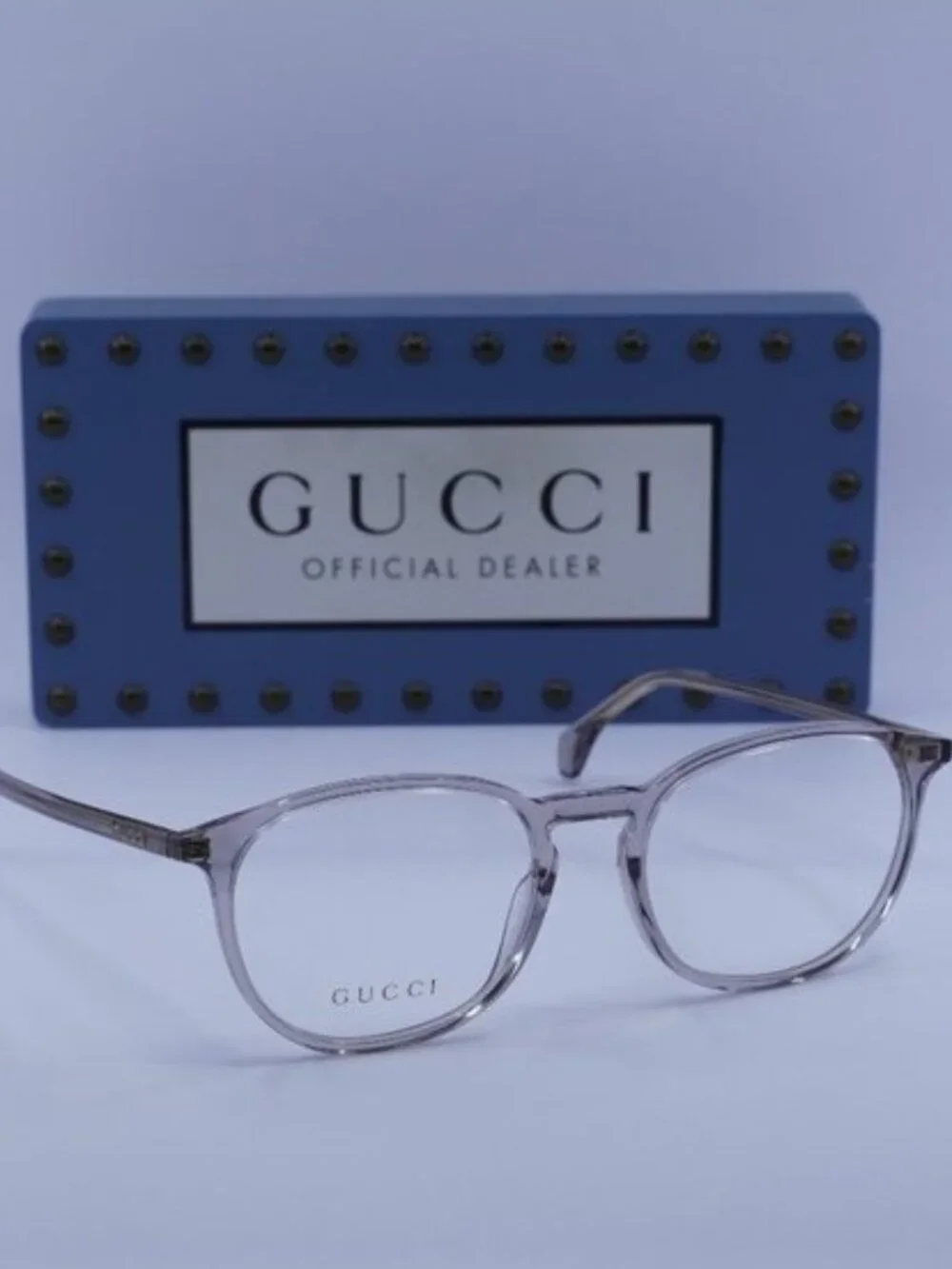 Gucci GG0551O 019 Square 55mm Eyeglasses - Transparent Grey
